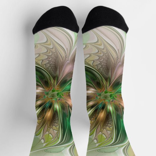 Farbenfrohe Fantasie Modernes Abstraktes Fraktal B Socken (Oben)