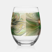 Farbenfrohe Fantasie Modernes Abstraktes Fraktal B Weinglas Ohne Stiel (Links)