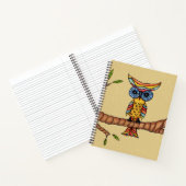 Farbenfrohe Fantasie Owl Blue Eyes Branch Blätter  Notizblock (Innenseite)