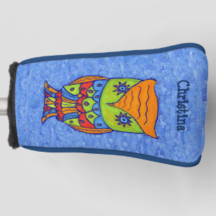 Farbenfrohe Fantasie Owl Orange Head Star geformte Golf Headcover