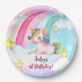 Farbenfrohe Fantasie Wasserfarbener Regenbogen Ein Pappteller (Vorderseite)