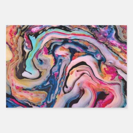 Farbenfrohe Fantasieabstraktion Geschenkpapier Set (Vorderseite)