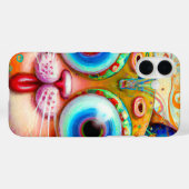 Farbenfrohe Fantasiekatze, die ihre Zunge heraushä Case-Mate iPhone Hülle (Rückseite (Horizontal))