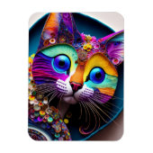 Farbenfrohe Fantasiekatze Magnet (Vertikal)