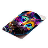 Farbenfrohe Fantasiekatze Magnet (Linke Seite)