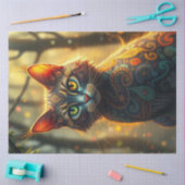 Farbenfrohe Fantasiekatze Seidenpapier (Basteln)