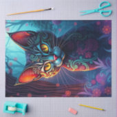 Farbenfrohe Fantasiekatze Seidenpapier (Basteln)