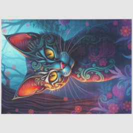 Farbenfrohe Fantasiekatze Seidenpapier