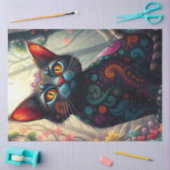 Farbenfrohe Fantasiekatze Seidenpapier (Basteln)