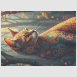 Farbenfrohe Fantasiekatze Seidenpapier