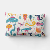 Farbenfrohe Fantasiewesen auf weiß Lendenkissen (Rückseite)