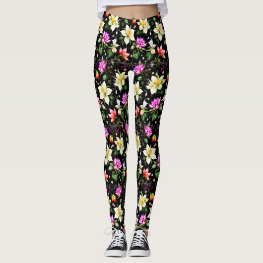 Farbenfrohe fantastische Blume Leggings (Vorderseite)