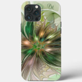 Farbenfrohe Fantasy Abstrakt Fraktal Blume Initial Case-Mate iPhone Hülle (Rückseite)