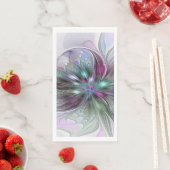 Farbenfrohe Fantasy Abstrakt Moderne Fraktal-Blume Serviette (Beispiel)