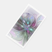 Farbenfrohe Fantasy Abstrakt Moderne Fraktal-Blume Serviette (Ecke)