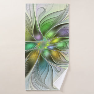 Farbenfrohe Fantasy-Blume Modernes Abstraktes Frak Badehandtuch