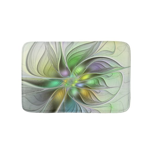 Farbenfrohe Fantasy-Blume Modernes Abstraktes Frak Badematte (Vorderseite)