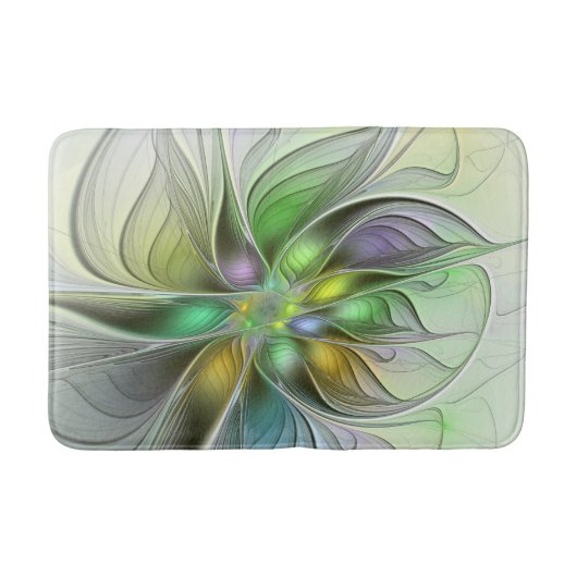 Farbenfrohe Fantasy-Blume Modernes Abstraktes Frak Badematte (Vorderseite)