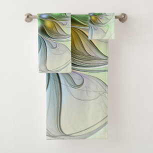 Farbenfrohe Fantasy-Blume Modernes Abstraktes Frak Badhandtuch Set