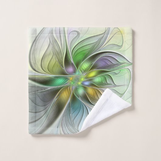 Farbenfrohe Fantasy-Blume Modernes Abstraktes Frak Badhandtuch Set (Waschlappen)