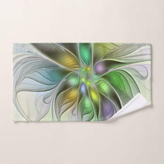 Farbenfrohe Fantasy-Blume Modernes Abstraktes Frak Badhandtuch Set (Handtuch)