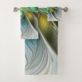 Farbenfrohe Fantasy-Blume Modernes Abstraktes Frak Badhandtuch Set