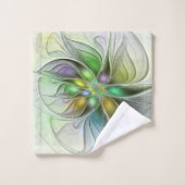 Farbenfrohe Fantasy-Blume Modernes Abstraktes Frak Badhandtuch Set (Waschlappen)