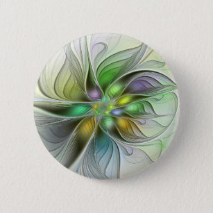 Farbenfrohe Fantasy-Blume Modernes Abstraktes Frak Button