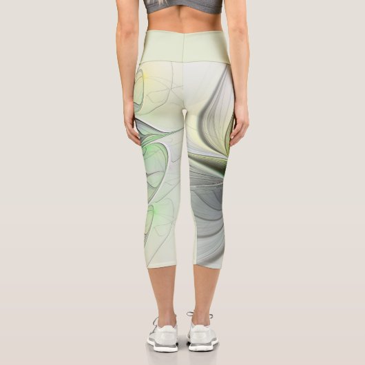 Farbenfrohe Fantasy-Blume Modernes Abstraktes Frak Capri Leggings (Rückseite)