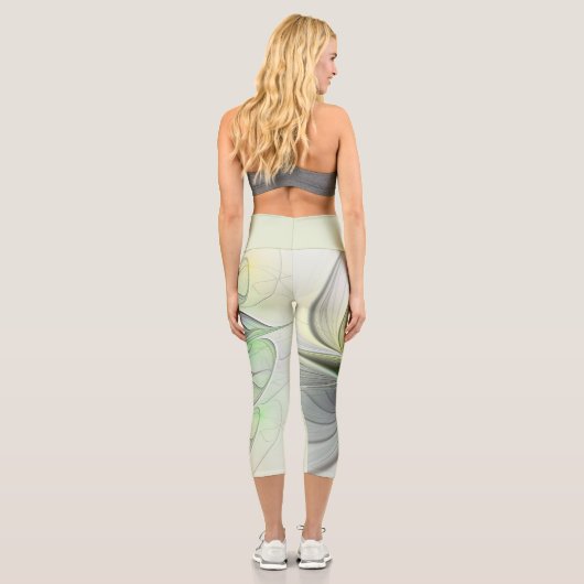 Farbenfrohe Fantasy-Blume Modernes Abstraktes Frak Capri Leggings (Rückseite)