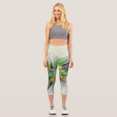 Farbenfrohe Fantasy-Blume Modernes Abstraktes Frak Capri Leggings (Vorderseite)