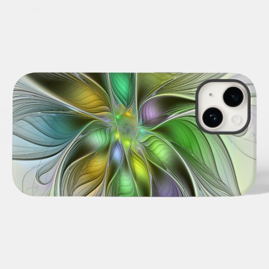 Farbenfrohe Fantasy-Blume Modernes Abstraktes Frak Case-Mate iPhone Hülle (Rückseite (Horizontal))
