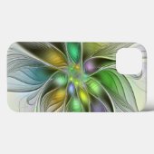 Farbenfrohe Fantasy-Blume Modernes Abstraktes Frak Case-Mate iPhone Hülle (Rückseite (Horizontal))