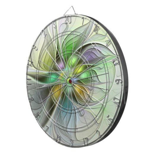 Farbenfrohe Fantasy-Blume Modernes Abstraktes Frak Dartscheibe (Vorderseite rechts)