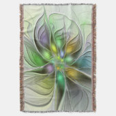 Farbenfrohe Fantasy-Blume Modernes Abstraktes Frak Decke (Vorderseite Vertikal)