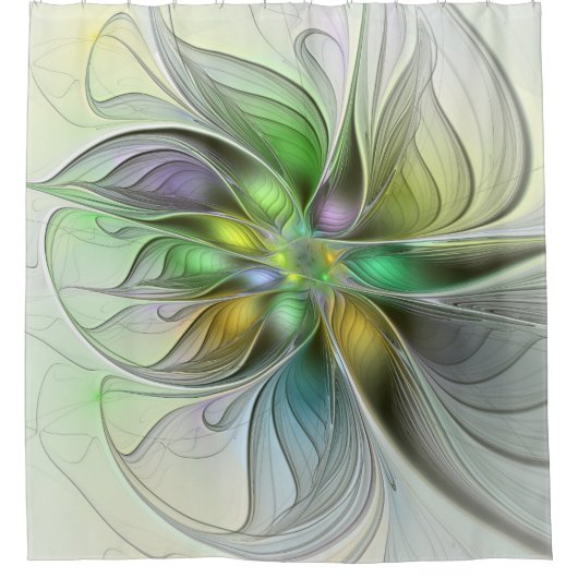 Farbenfrohe Fantasy-Blume Modernes Abstraktes Frak Duschvorhang (Vorderseite)