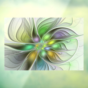 Farbenfrohe Fantasy-Blume Modernes Abstraktes Frak Fensteraufkleber