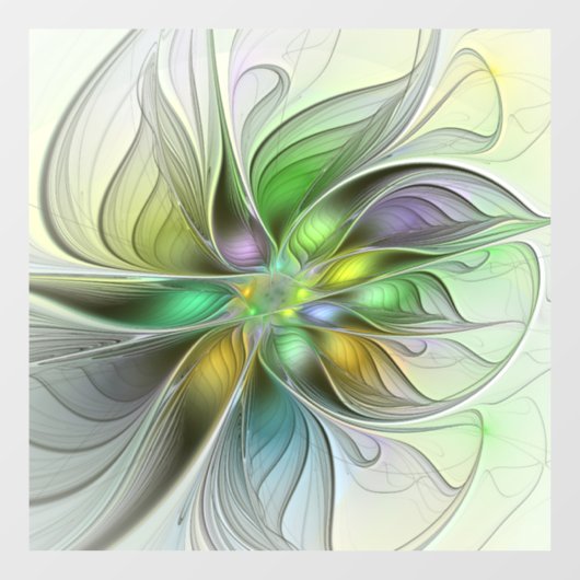 Farbenfrohe Fantasy-Blume Modernes Abstraktes Frak Fensteraufkleber (Blatt)