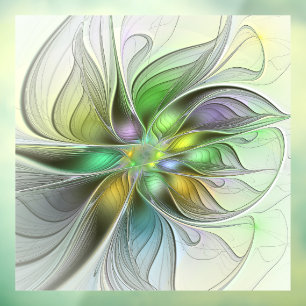 Farbenfrohe Fantasy-Blume Modernes Abstraktes Frak Fensteraufkleber