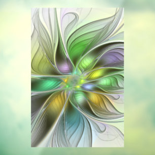 Farbenfrohe Fantasy-Blume Modernes Abstraktes Frak Fensteraufkleber