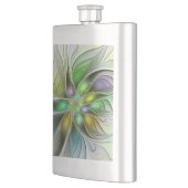 Farbenfrohe Fantasy-Blume Modernes Abstraktes Frak Flachmann (Links)