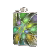 Farbenfrohe Fantasy-Blume Modernes Abstraktes Frak Flachmann (Links)