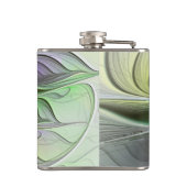 Farbenfrohe Fantasy-Blume Modernes Abstraktes Frak Flachmann (Rückseite)