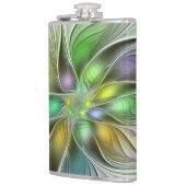 Farbenfrohe Fantasy-Blume Modernes Abstraktes Frak Flachmann (Links)