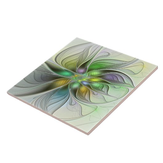 Farbenfrohe Fantasy-Blume Modernes Abstraktes Frak Fliese (Seite)