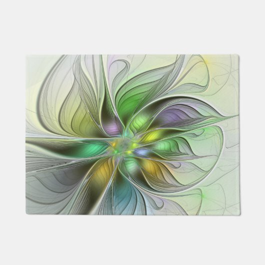 Farbenfrohe Fantasy-Blume Modernes Abstraktes Frak Fußmatte (Vorderseite)