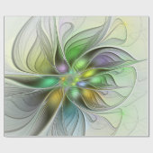 Farbenfrohe Fantasy-Blume Modernes Abstraktes Frak Geschenkpapier (Flach)