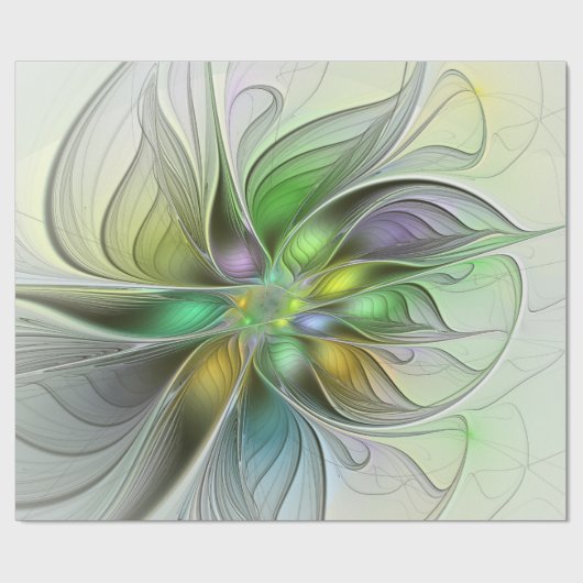 Farbenfrohe Fantasy-Blume Modernes Abstraktes Frak Geschenkpapier (Flach)