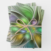 Farbenfrohe Fantasy-Blume Modernes Abstraktes Frak Geschenkpapier Set (Beispiel)