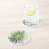 Farbenfrohe Fantasy-Blume Modernes Abstraktes Frak Getränkeuntersetzer (Seite)